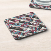 kerstrecker Pset Blue Burgundy Drankjes Onderzetter (Linkerzijde)