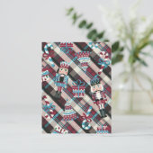 kerstrecker Pset Blue Burgundy Feestdagenkaart (Staand voorkant)