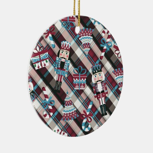 kerstrecker Pset Blue Burgundy Keramisch Ornament (Rechts)