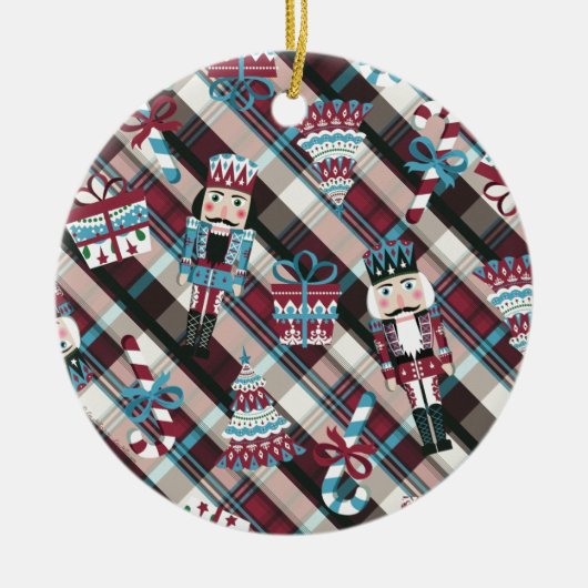 kerstrecker Pset Blue Burgundy Keramisch Ornament (Voorkant)