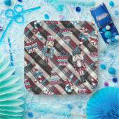 kerstrecker Pset Blue Burgundy Papieren Bordje (Feest)