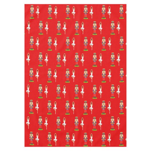 kerstrecker Soldier en Ballerine op rood Tafelkleed (Voorkant)