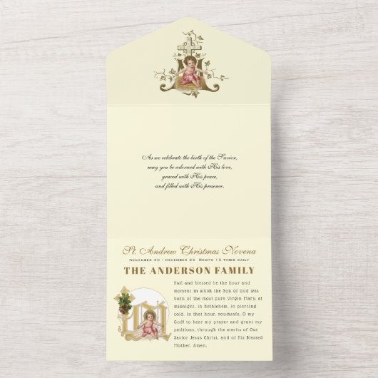 kerstreclame-ingang gepersonaliseerde Novena   All In One Uitnodiging (Binnen)