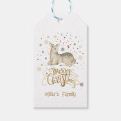 kerstrecorder en prettige kersttypografie cadeaulabel (Voorkant)