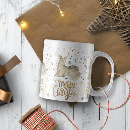 kerstrecorder en prettige kersttypografie koffiemok