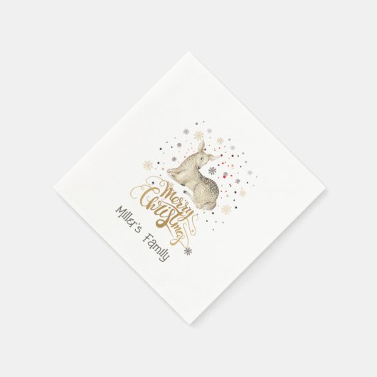 kerstrecorder en prettige kersttypografie servet (Hoek)