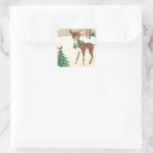  kerstrecorder met vogel vierkante sticker (Tas)