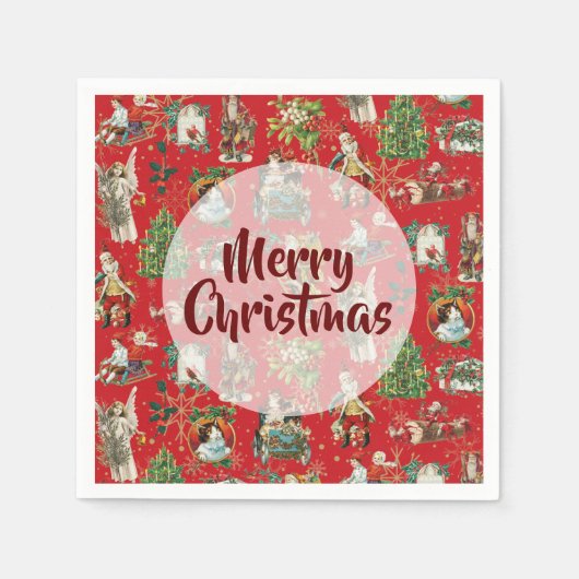 kerstrecro feestrood servet (Voorkant)
