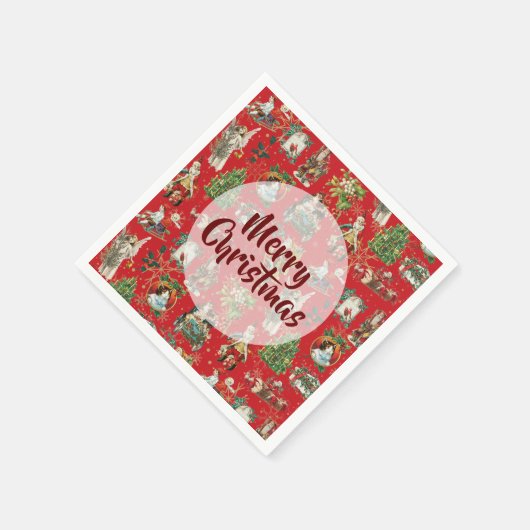  kerstrecro feestrood servet (Hoek)