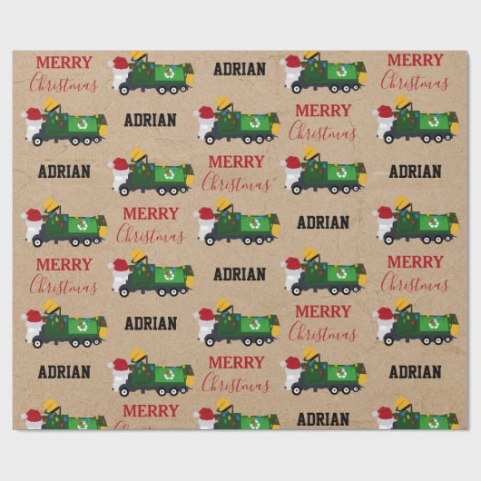Kerstrecycling vuilnis - Aangepaste naam Cadeaupapier (Vlak)