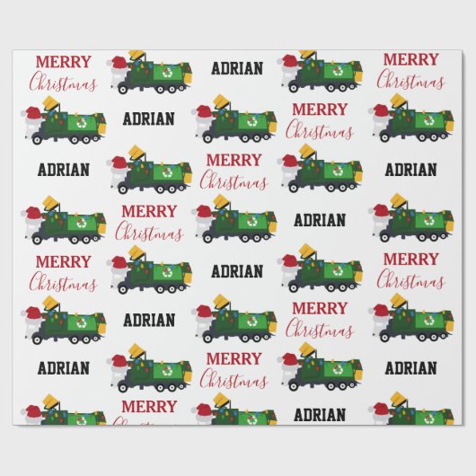 Kerstrecycling vuilnis - Aangepaste naam Cadeaupapier (Vlak)