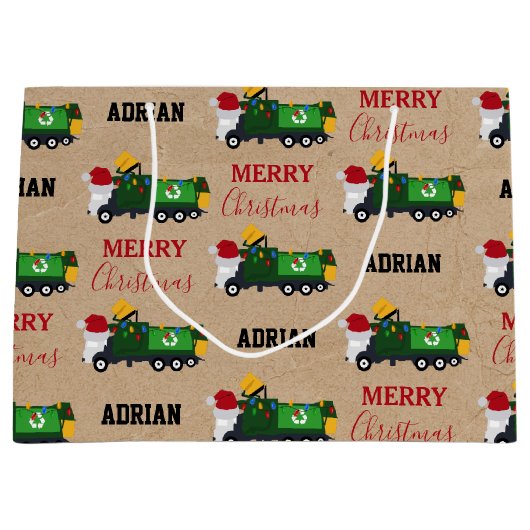 Kerstrecycling vuilnis - Aangepaste naam Groot Cadeauzakje (Voorkant)
