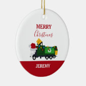 Kerstrecycling vuilniswagen op maat keramisch ornament (Rechts)