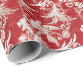 KerstRed Shabby Toile Cadeaupapier (Rol Hoek)