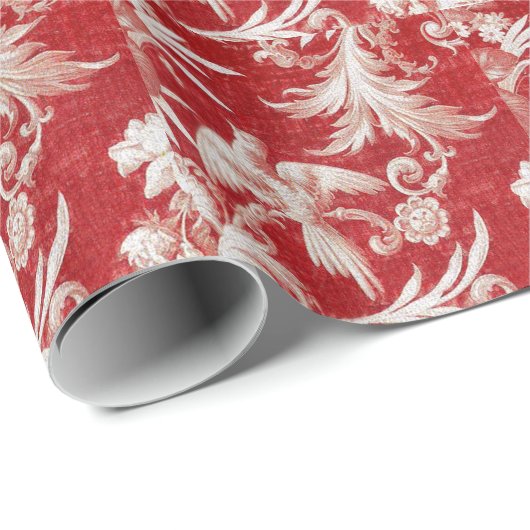 KerstRed Shabby Toile Cadeaupapier (Rol Hoek)
