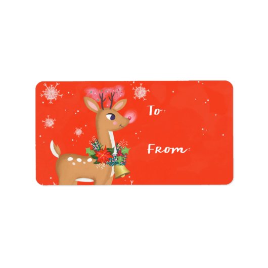 kerstredolph Reindeer Sticker Gift Label (Voorkant)