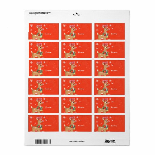 kerstredolph Reindeer Sticker Gift Label (Full Sheet)