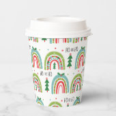 Kerstregenbogen en bomen op vakantie papieren bekers (Achterkant)