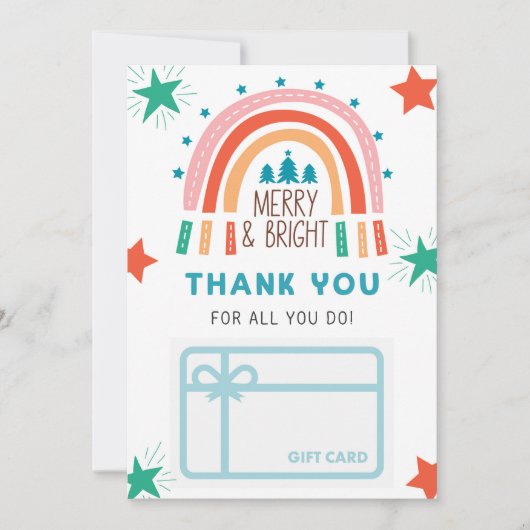 Kerstregenboog Dank u kaarthouder Kaart (Voorkant)