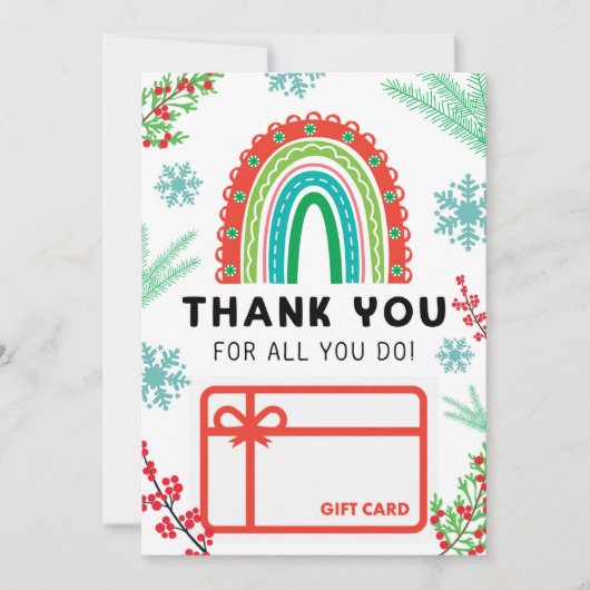 Kerstregenboog Dank u kaarthouder Kaart (Voorkant)