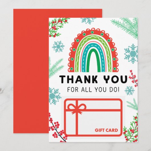 Kerstregenboog Dank u kaarthouder Kaart (Voorkant / Achterkant)