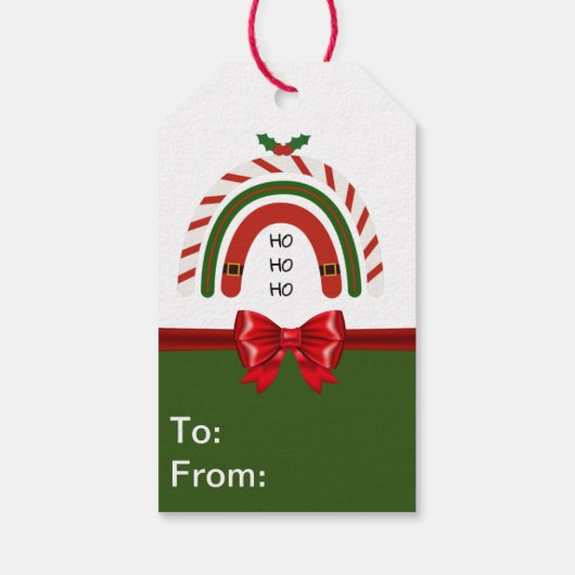 Kerstregenboog laat het sneeuwen cadeaulabel (Achterkant)