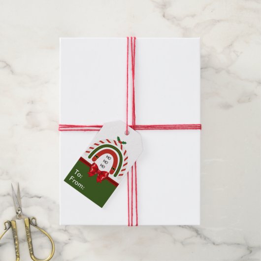 Kerstregenboog laat het sneeuwen cadeaulabel (Met Touw)