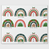 Kerstregenboog laat het sneeuwen cadeaupapier (Vlak)