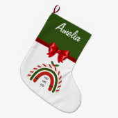 kerstregenboog laat het sneeuwen met kerstmis grote kerstsok (Voorkant (Hangend))