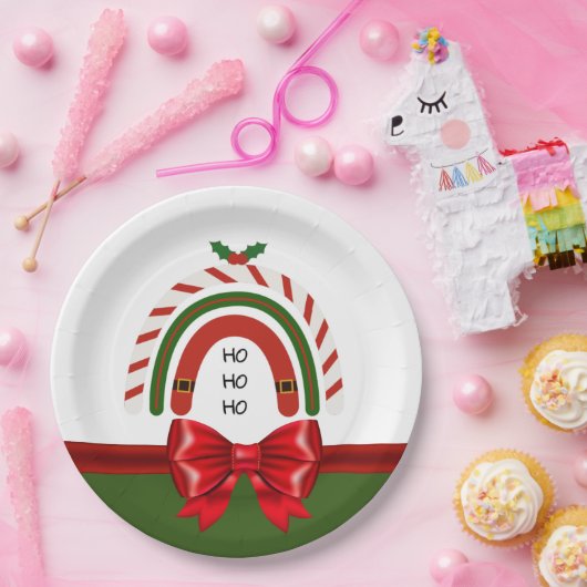 Kerstregenboog laat het sneeuwen papieren bordje (Feest)