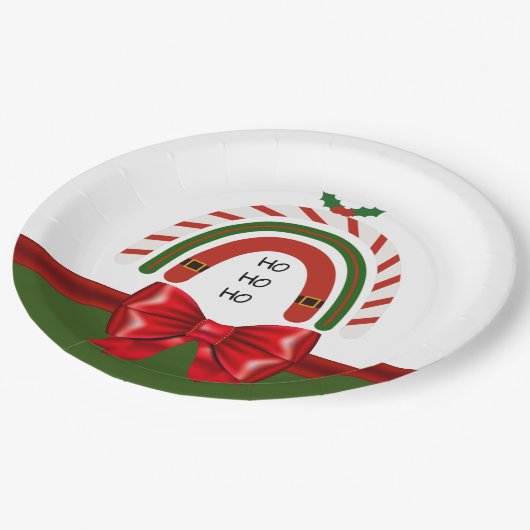 Kerstregenboog laat het sneeuwen papieren bordje (Gekanteld)