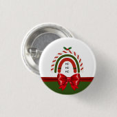 Kerstregenboog laat het sneeuwen ronde button 3,2 cm (Voorkant /achterkant)