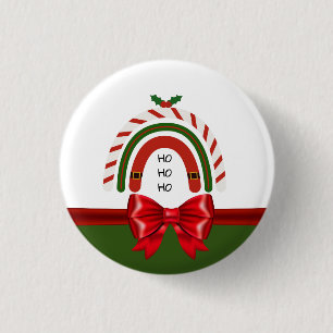Kerstregenboog laat het sneeuwen ronde button 3,2 cm