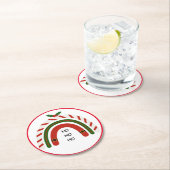 Kerstregenboog laat het sneeuwen ronde kartonnen onderzetter (Insitu)