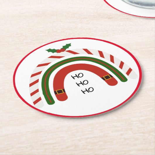 Kerstregenboog laat het sneeuwen ronde kartonnen onderzetter (Gebogen)