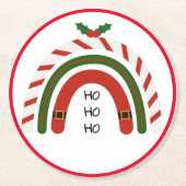 Kerstregenboog laat het sneeuwen ronde kartonnen onderzetter (Voorkant)