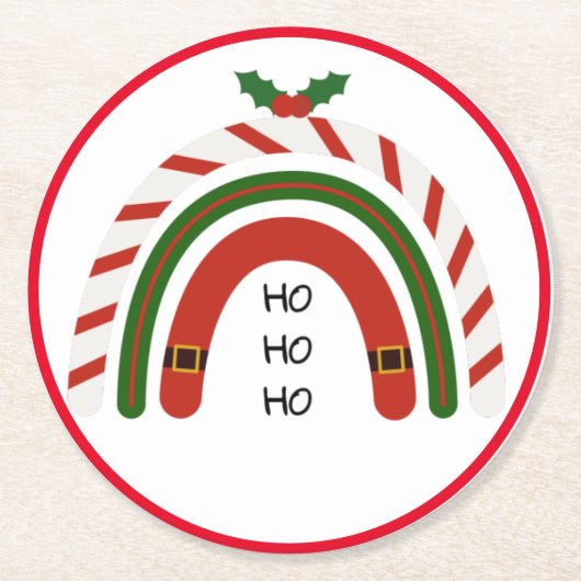 Kerstregenboog laat het sneeuwen ronde kartonnen onderzetter (Voorkant)