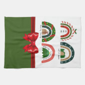 Kerstregenboog laat het sneeuwen theedoek (Horizontaal)