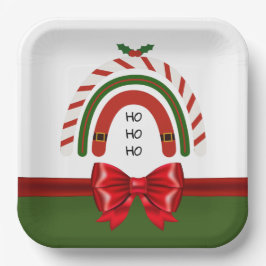 Kerstregenboog laat het sneeuwpapier Borden Papieren Bordje