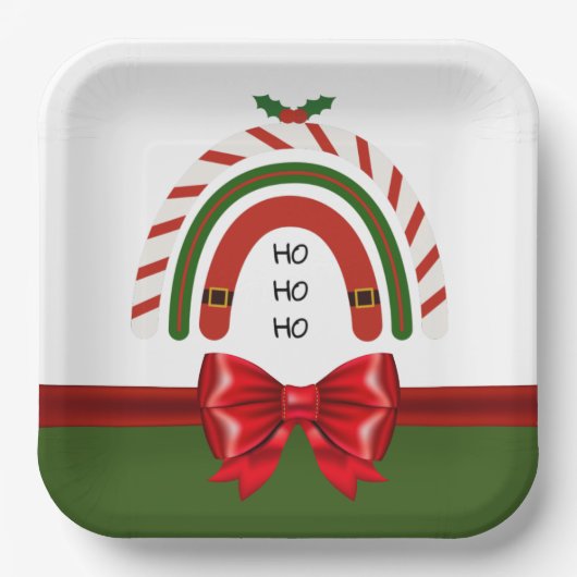 Kerstregenboog laat het sneeuwpapier Borden Papieren Bordje (Voorkant)