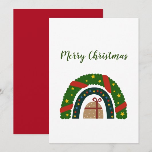 kerstregenboog met een Cadeau Feestdagenkaart (Voorkant / Achterkant)