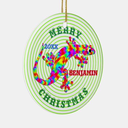 kerstregenboog Salamander Keepomwille Custom Keramisch Ornament (Rechts)