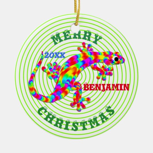 kerstregenboog Salamander Keepomwille Custom Keramisch Ornament (Voorkant)