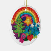 Kerstregenboogdecoratie - een funky smeltontwerp keramisch ornament (Rechts)