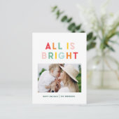 Kerstregenboogkleurig felle 1 fotofamilie feestdagenkaart (Staand voorkant)