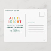 Kerstregenboogkleurig felle 1 fotofamilie feestdagenkaart (Achterkant)