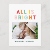 Kerstregenboogkleurig felle 1 fotofamilie feestdagenkaart (Voorkant)