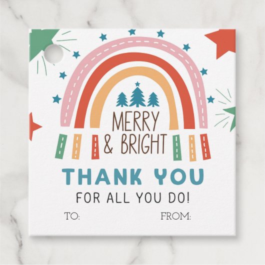 KerstregenboogMerrie en helderheid Bedankjes Labels (Voorkant)
