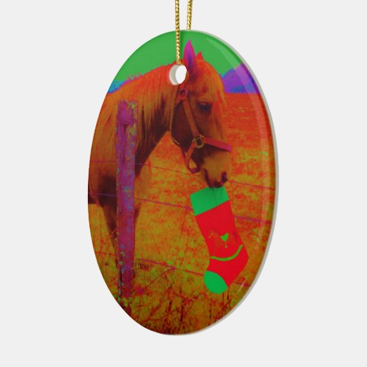 kerstregenboogpaard keramisch ornament (Links)