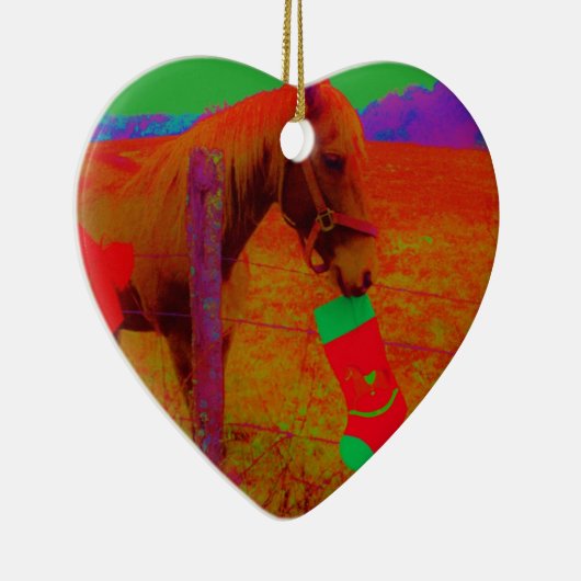 kerstregenboogpaard keramisch ornament (Rechts)